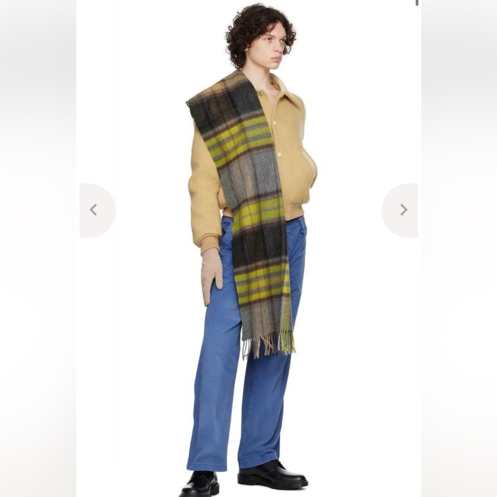 Paul Smith Green & Gray Spectral Check Scarf - Picture 2 of 2